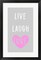 Framed Art Live Laugh Love - Gray with Pink Heart Wall Decor 18x24 Artwork